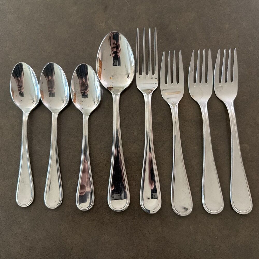 Lot of 8 Savile Row Godinger 18/10 Stainless Steel Flatware Forks Spoons